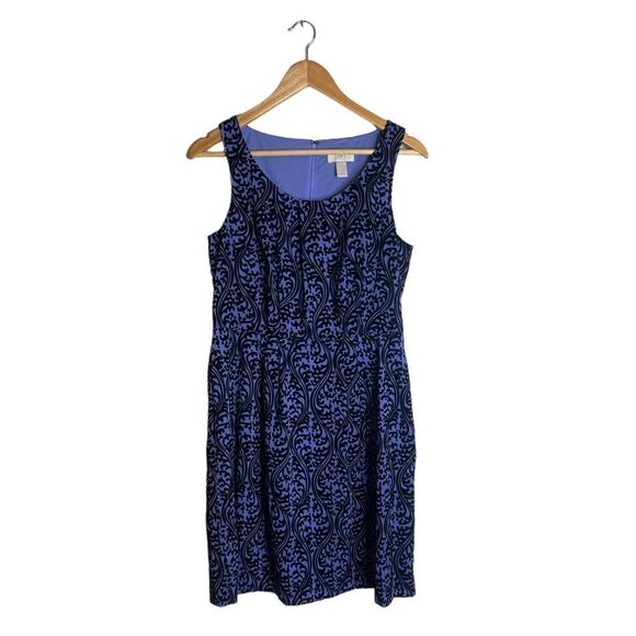 Ann Taylor Loft Factory Periwinkle & Black Velveteen Tapestry Damask Dress - Picture 9 of 15